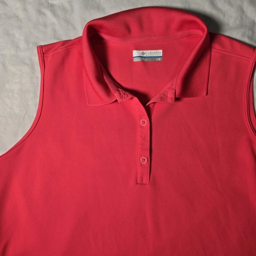 Columbia PFG Polo Sleeveless Shirt Women Large Golf Logo EUC‎ - Picture 7 of 8